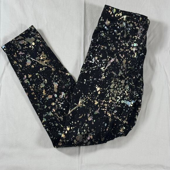 Pixie Lane Girls Black and Metallic Leggings Girls 5 - Picture 1 of 6